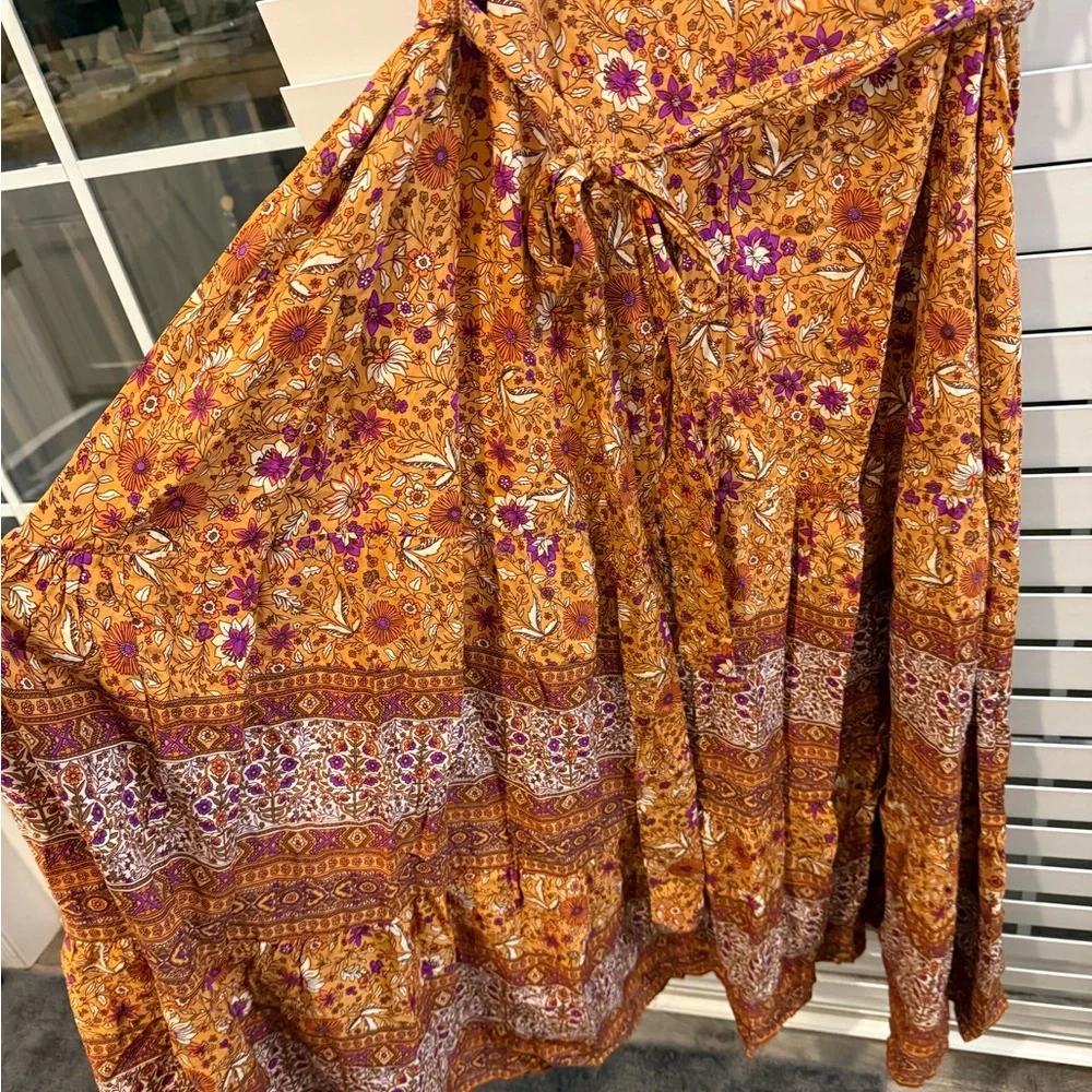 Bohemian Floral Maxi Dress in Orange and Purple - Picture 3 of 4